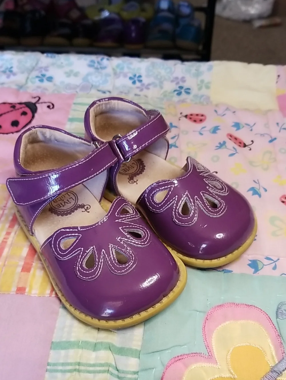 Livie & Luca Purple Patent Leather Mary Jane Size 7 Grape Petals